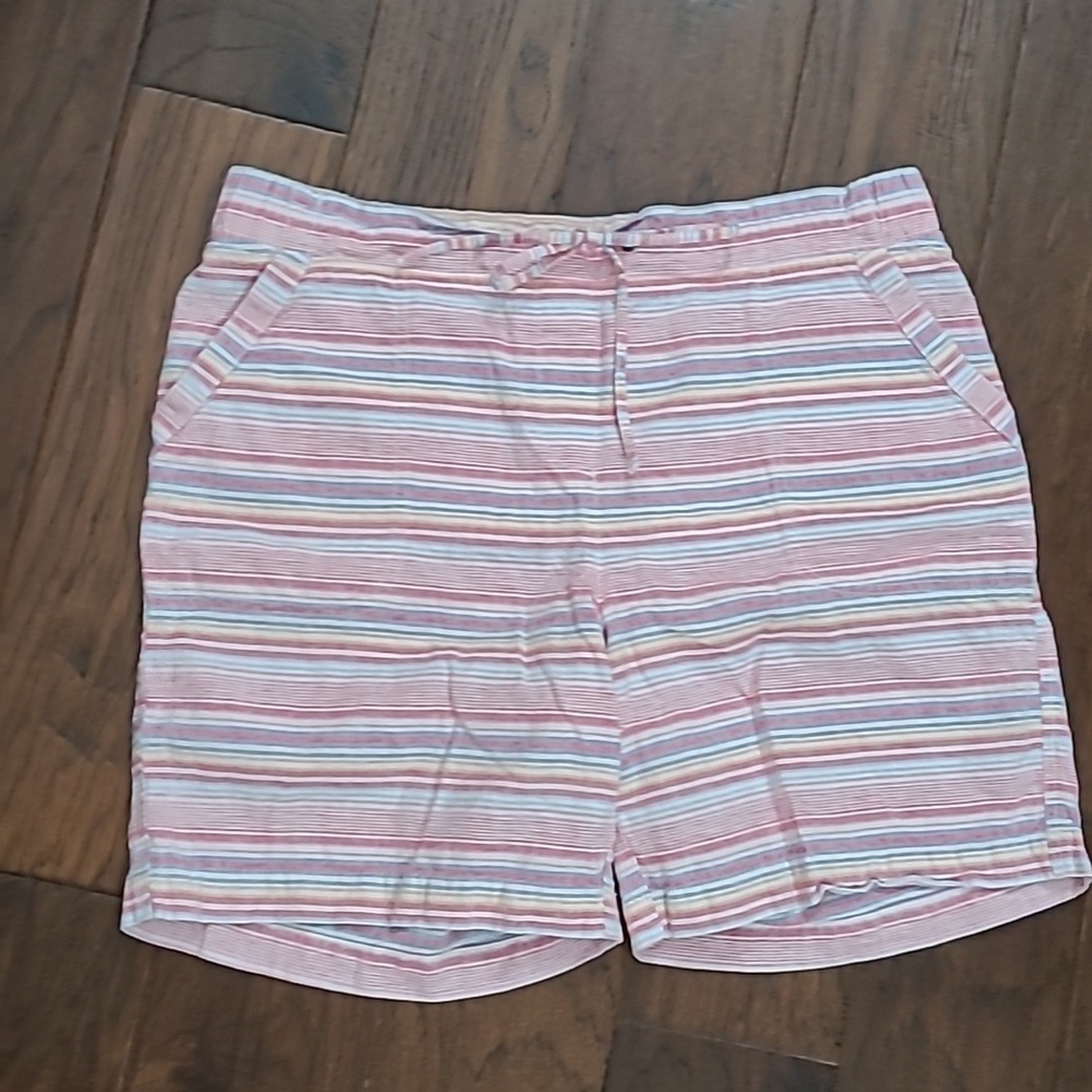 Talbots Striped Linen Blend Pullon Shorts size 10